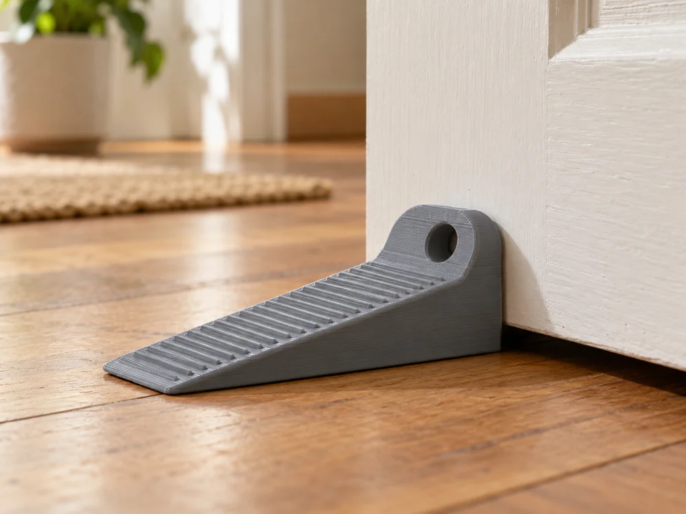 AI-generated realistic illustration of a 3D printed door stop